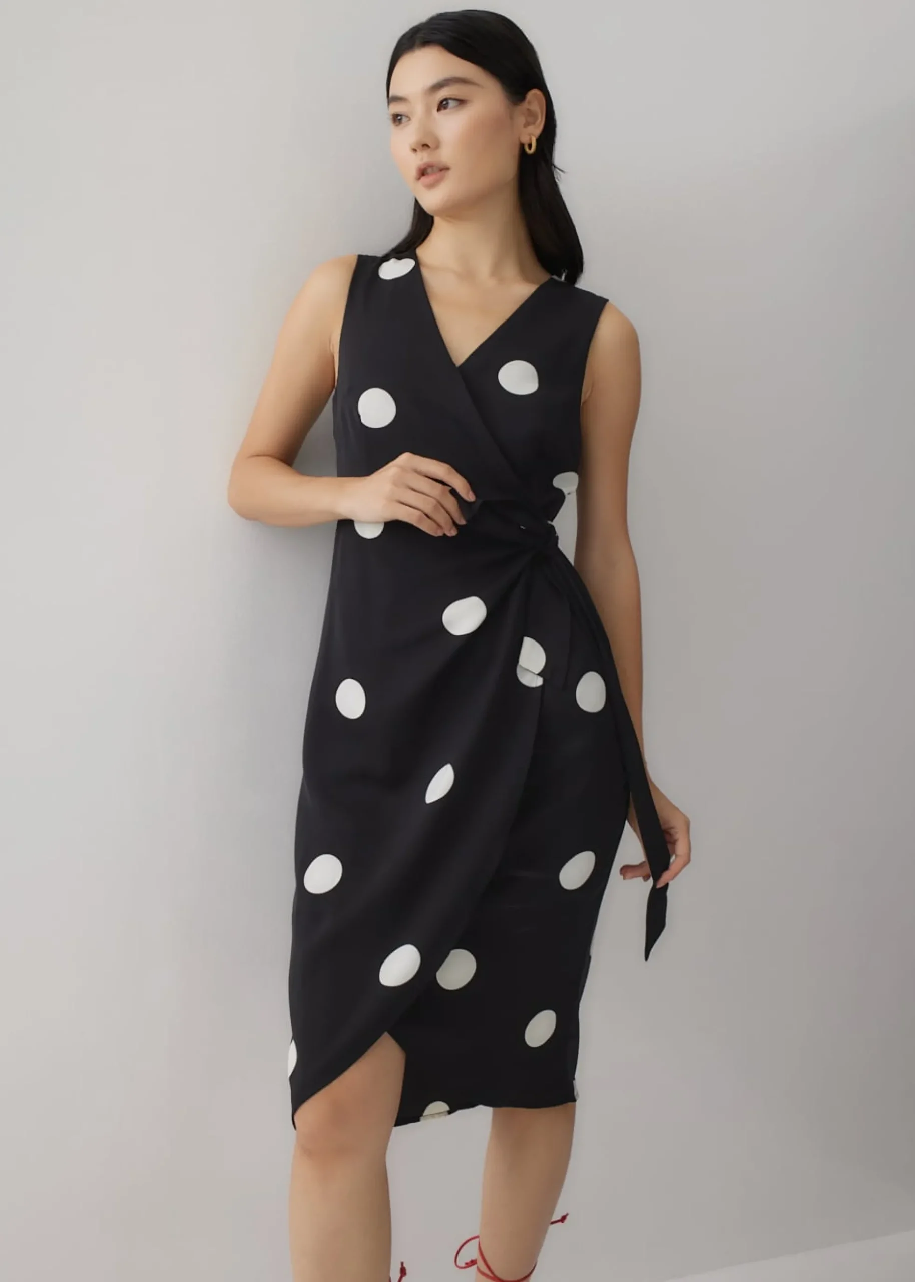 Calla Polka Dot Front Wrap Dress