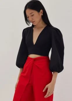 Camala Padded Bustier Puff Sleeve Top