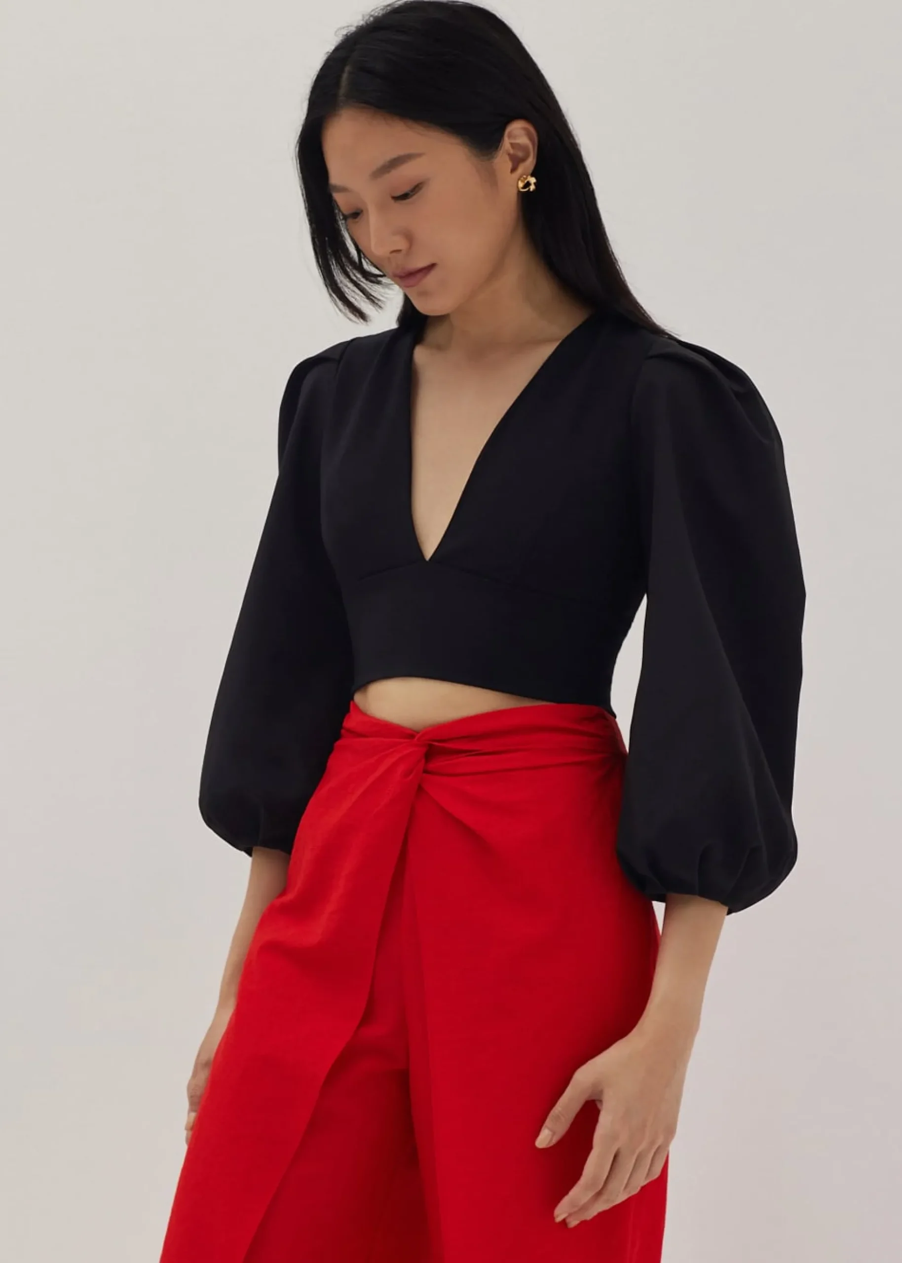Camala Padded Bustier Puff Sleeve Top