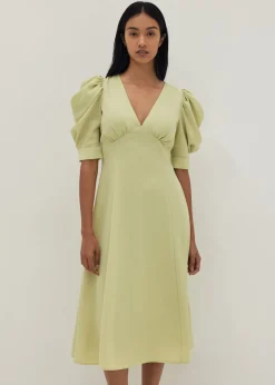 Cambrie Padded Cowl Sleeve Dress