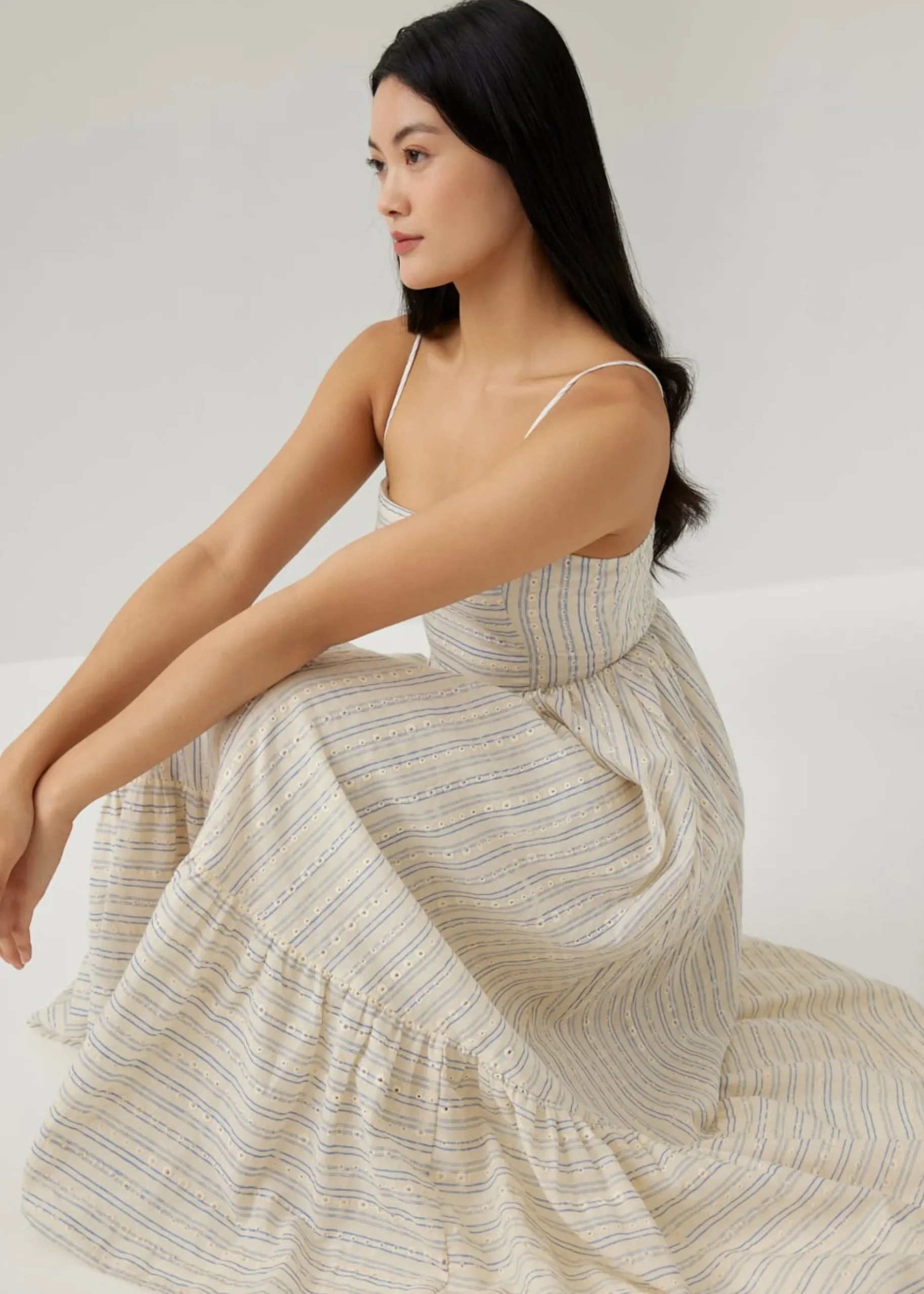 Camilla Striped Broderie Panel Dress