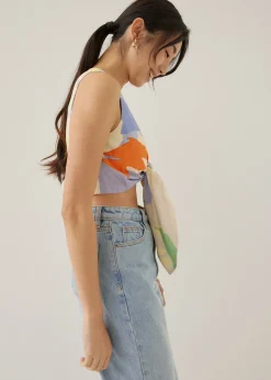 Carson Padded Cotton Crop Top in Tropical Mirage