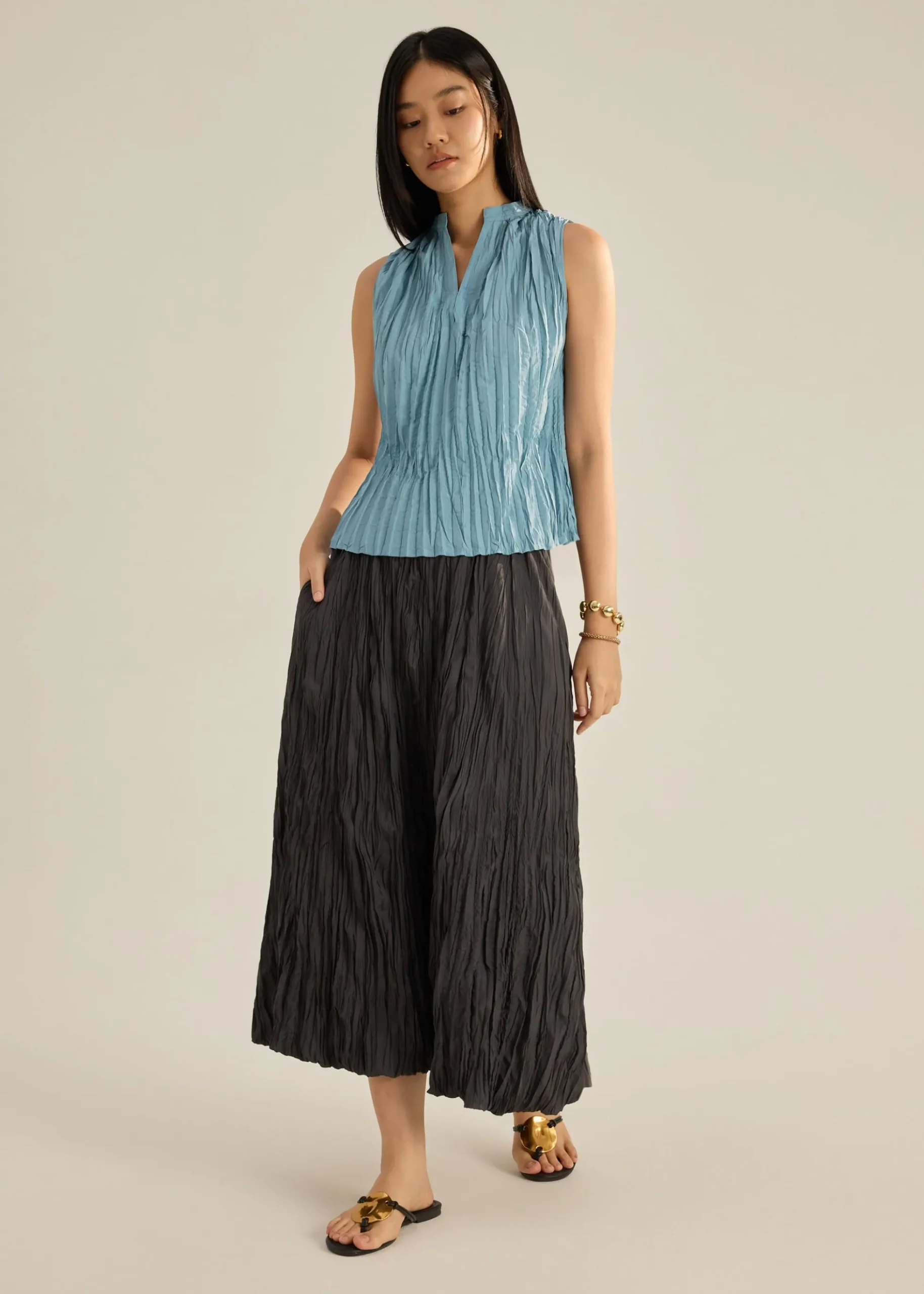 Celeste Crinkled Pleats Top