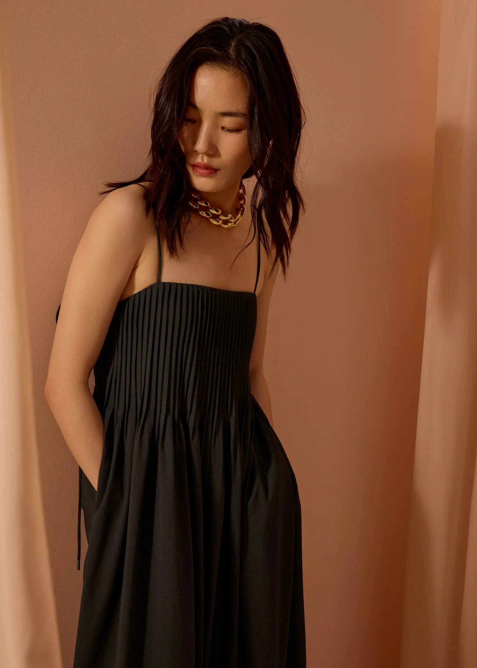Chalita Pintuck Camisole Trapeze Midaxi Dress