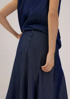 Chambray Flare Maxi Skirt