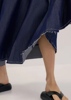 Chambray Flare Maxi Skirt