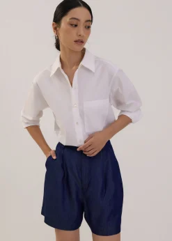 Chambray High Waist Shorts