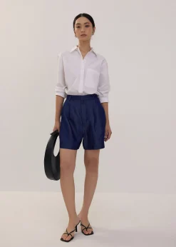Chambray High Waist Shorts