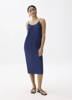 Chambray Scoop Neck Column Midi Dress