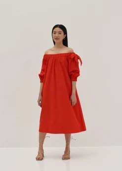 Chantal Elastic Off Shoulder Trapeze Dress