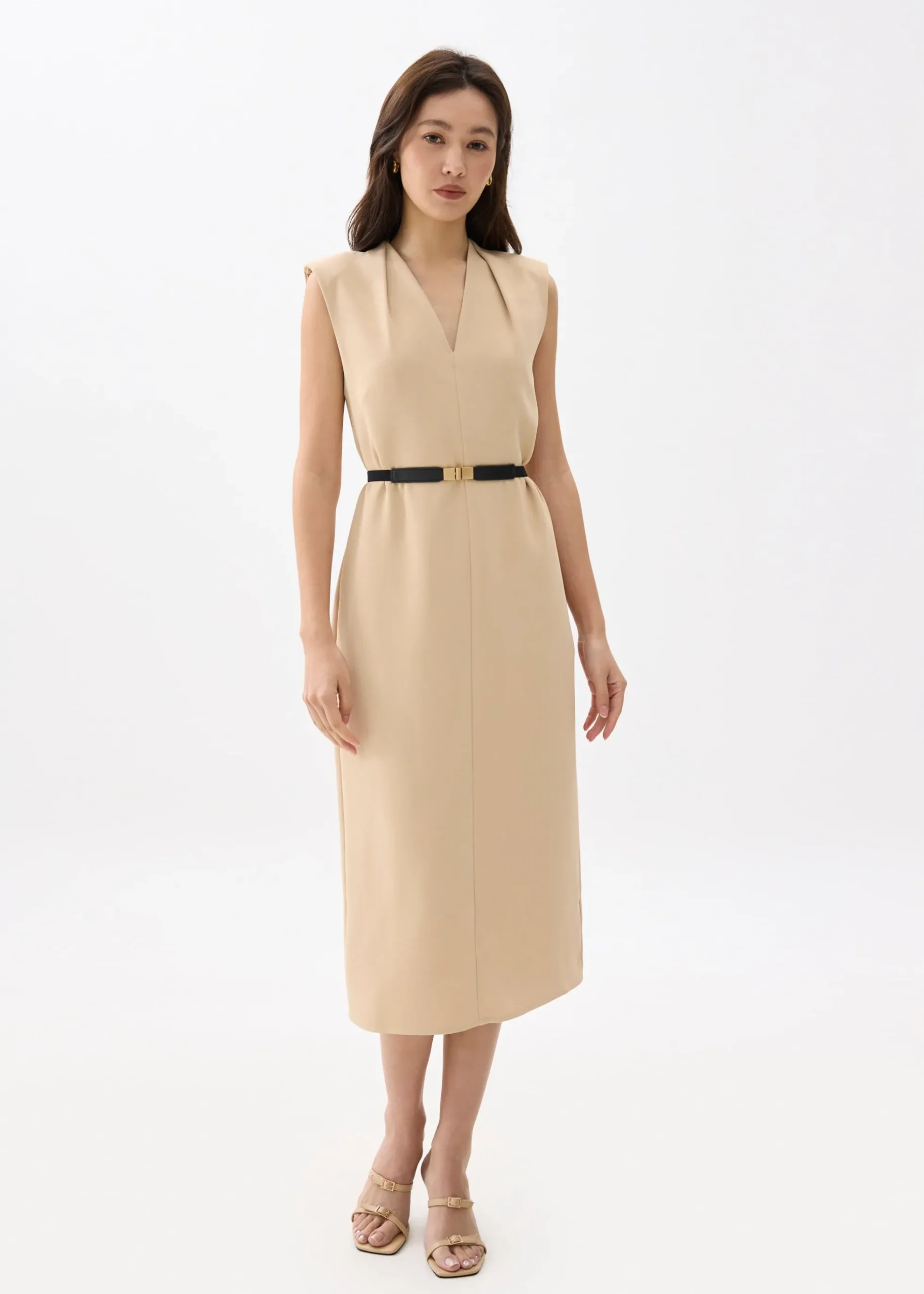 Charlotte V-neck Column Midi Dress