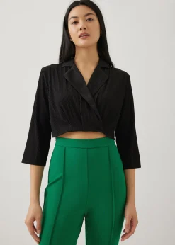 Chelo Micro Pleat Wrap Blouse