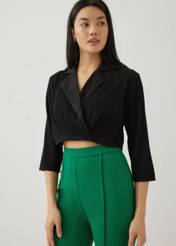 Chelo Micro Pleat Wrap Blouse