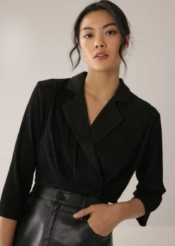 Chelo Micro Pleat Wrap Blouse