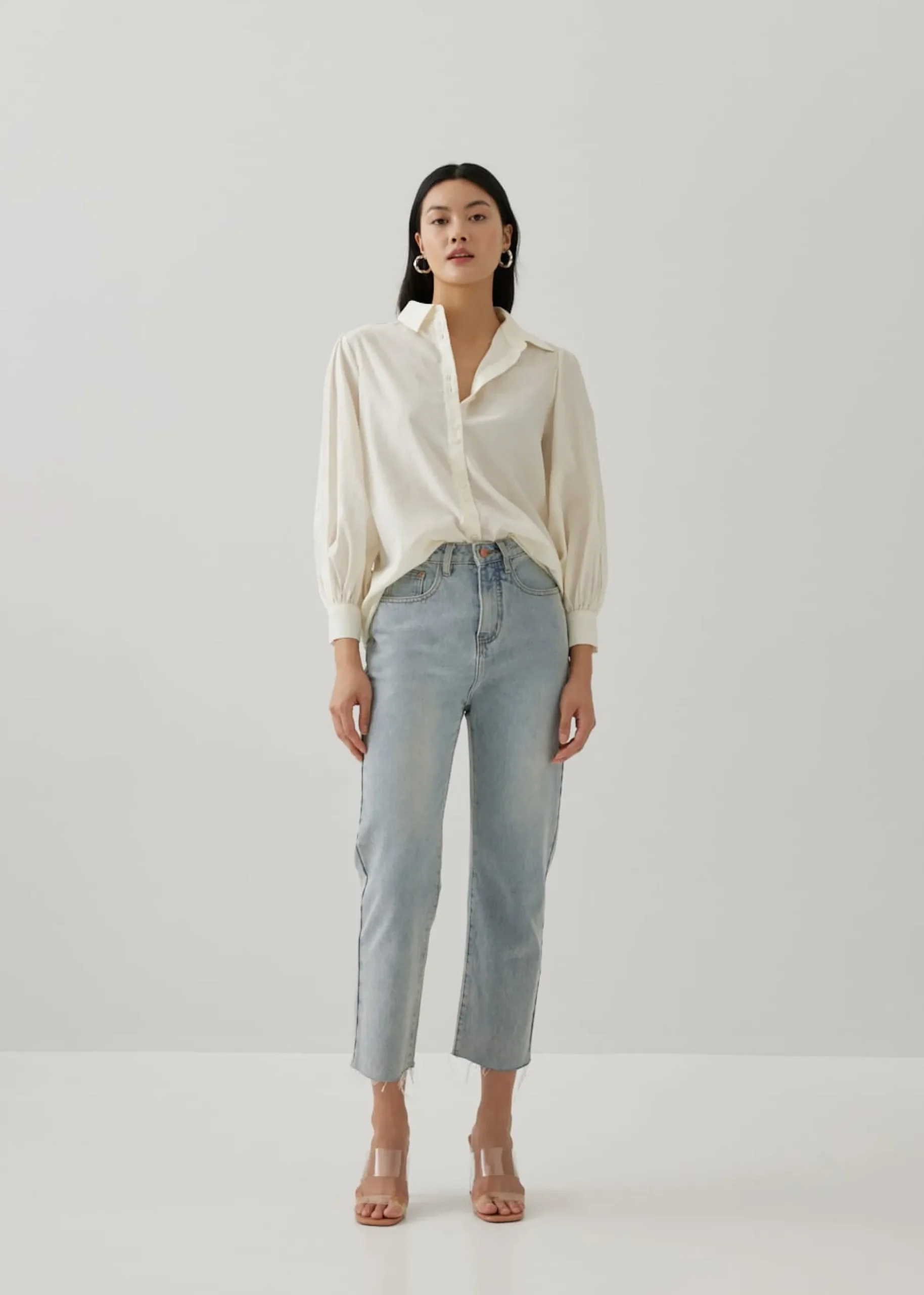 Chloe Rayon Puff Sleeve Shirt
