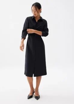 Collared Column Midi Dress