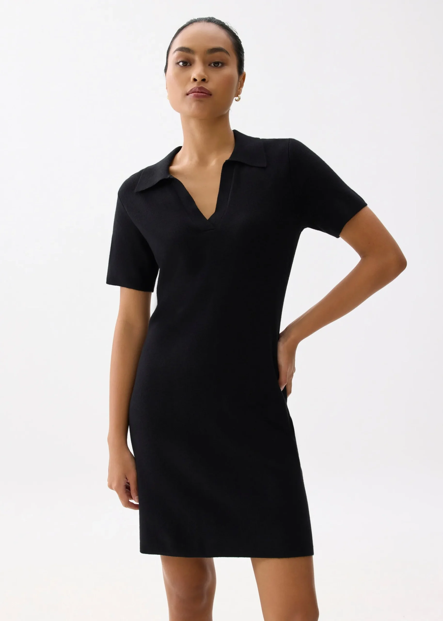 Collared Knit Shift Mini Dress