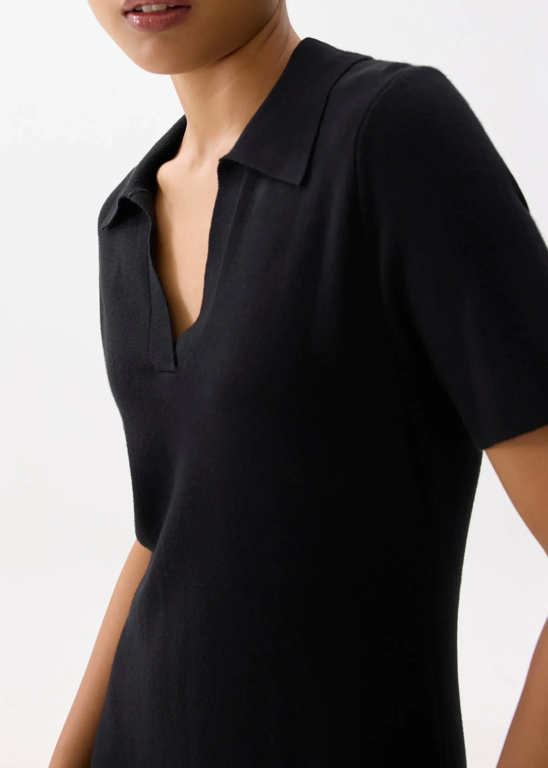 Collared Knit Shift Mini Dress