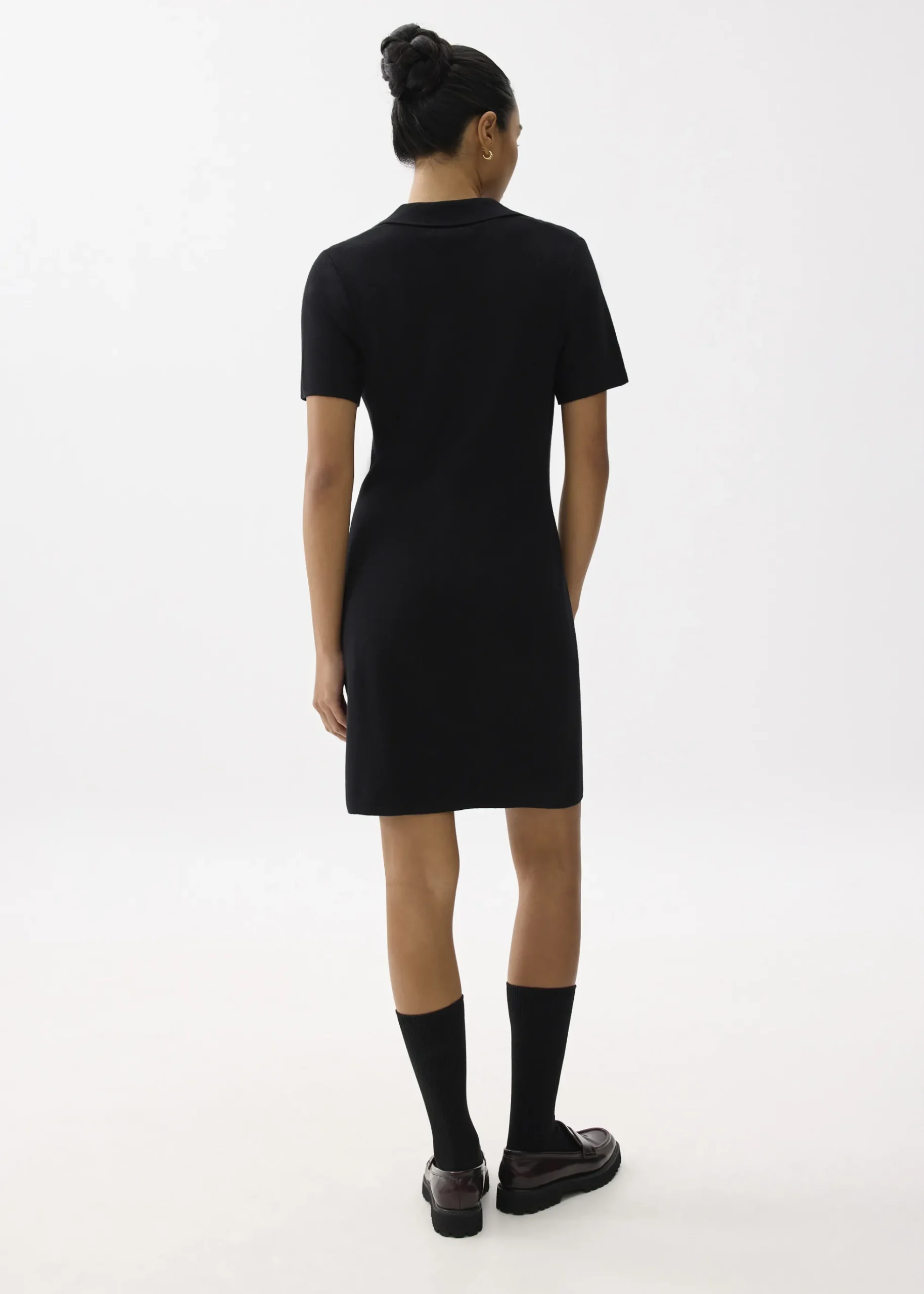 Collared Knit Shift Mini Dress