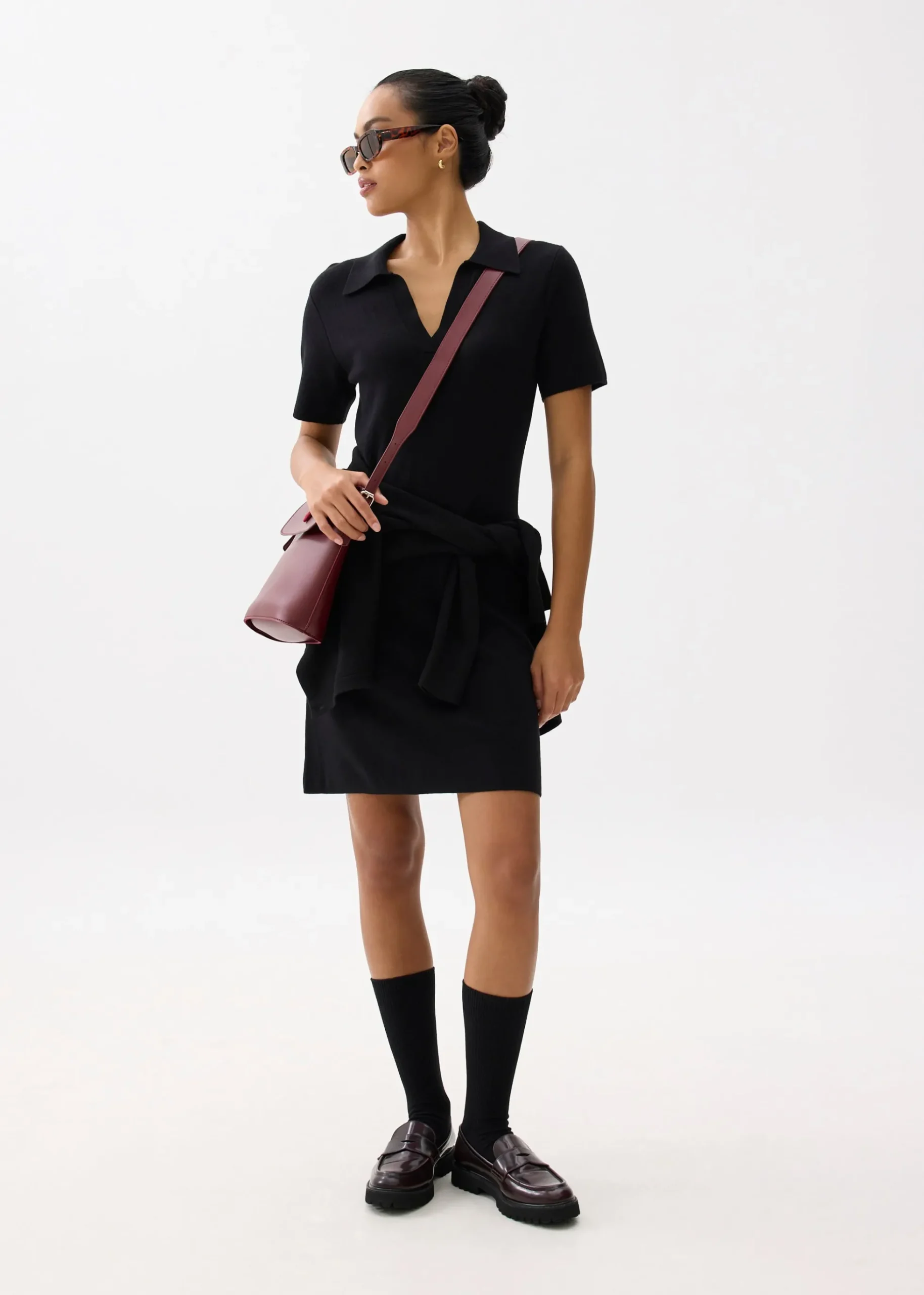 Collared Knit Shift Mini Dress