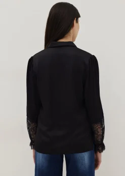 Collared Lace Cuff Sleeve Blouse