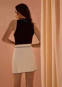 Contrast Knit A-Line Mini Skirt