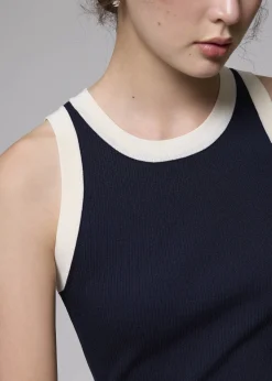 Contrast Knit Fitted Tank Top