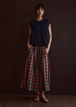 Contrast Stitch Denim Multi-way Oversized Vest