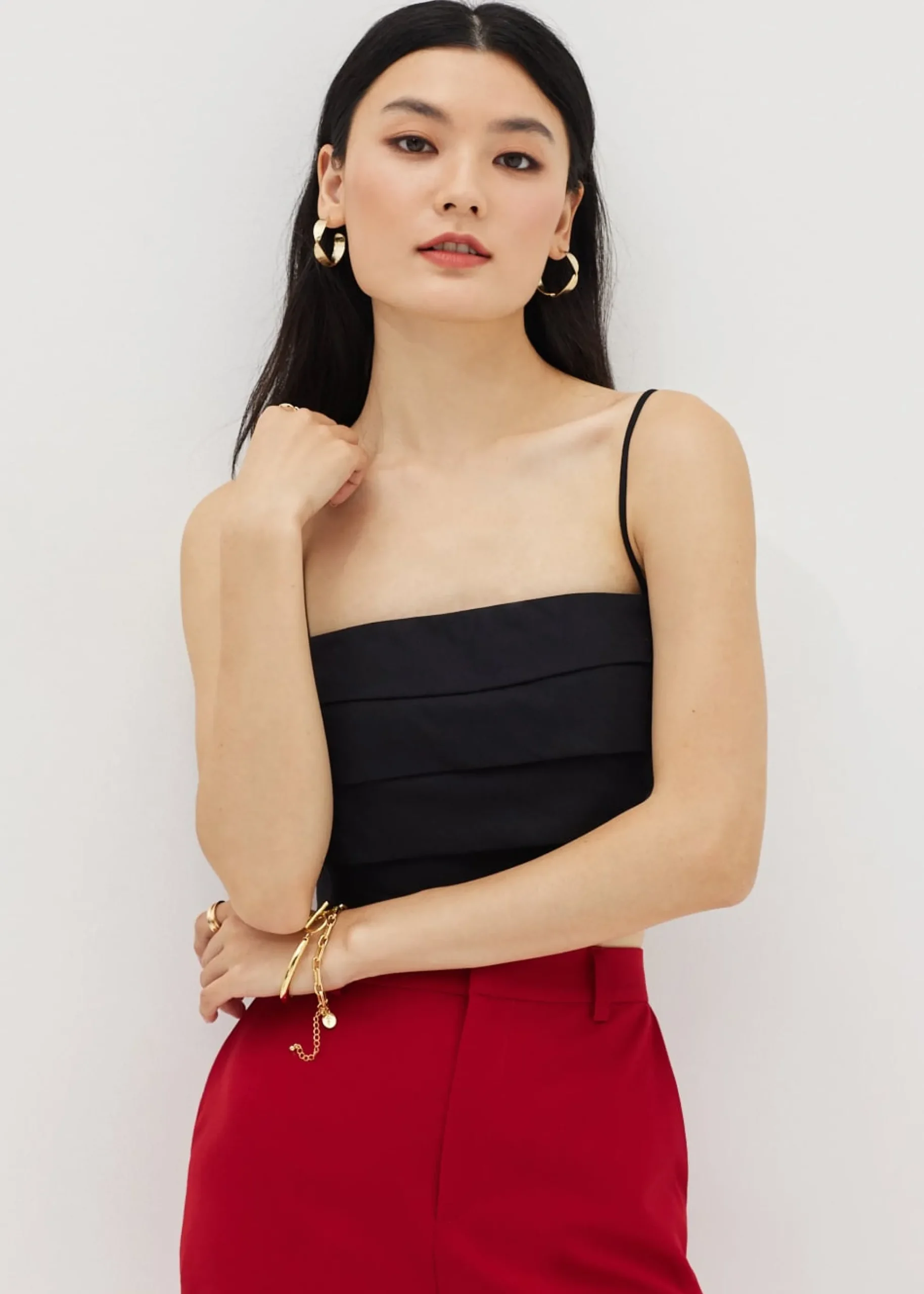 Coreela Padded Pleated Crop Top