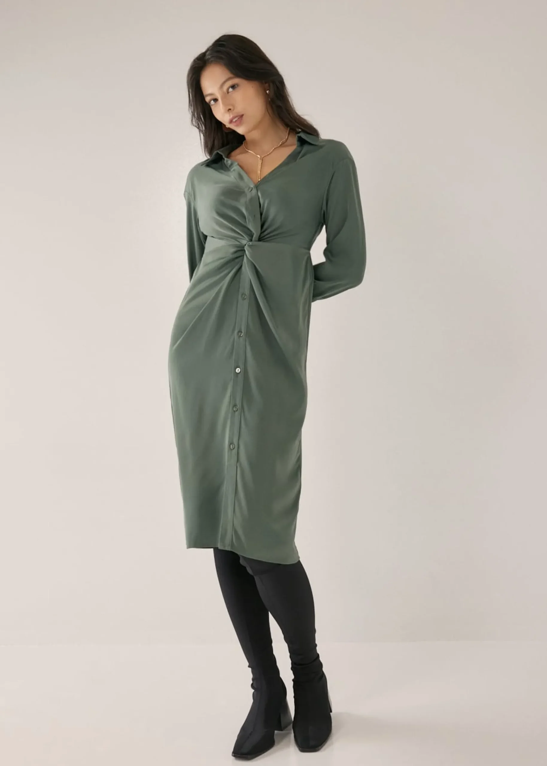 Correa Relaxed Front Twist Shirt Dress