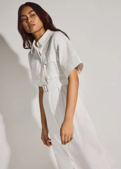 Cotton Button Down Utility Midaxi Dress
