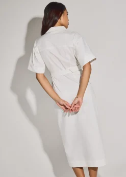 Cotton Button Down Utility Midaxi Dress