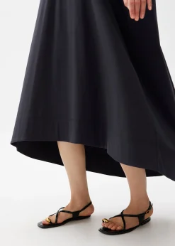 Cotton Collared Trapeze Midaxi Dress