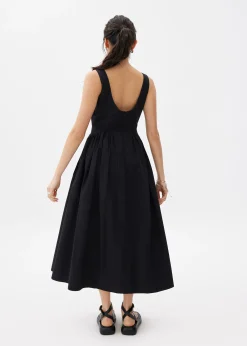Cotton Fit & Flare Midaxi Dress