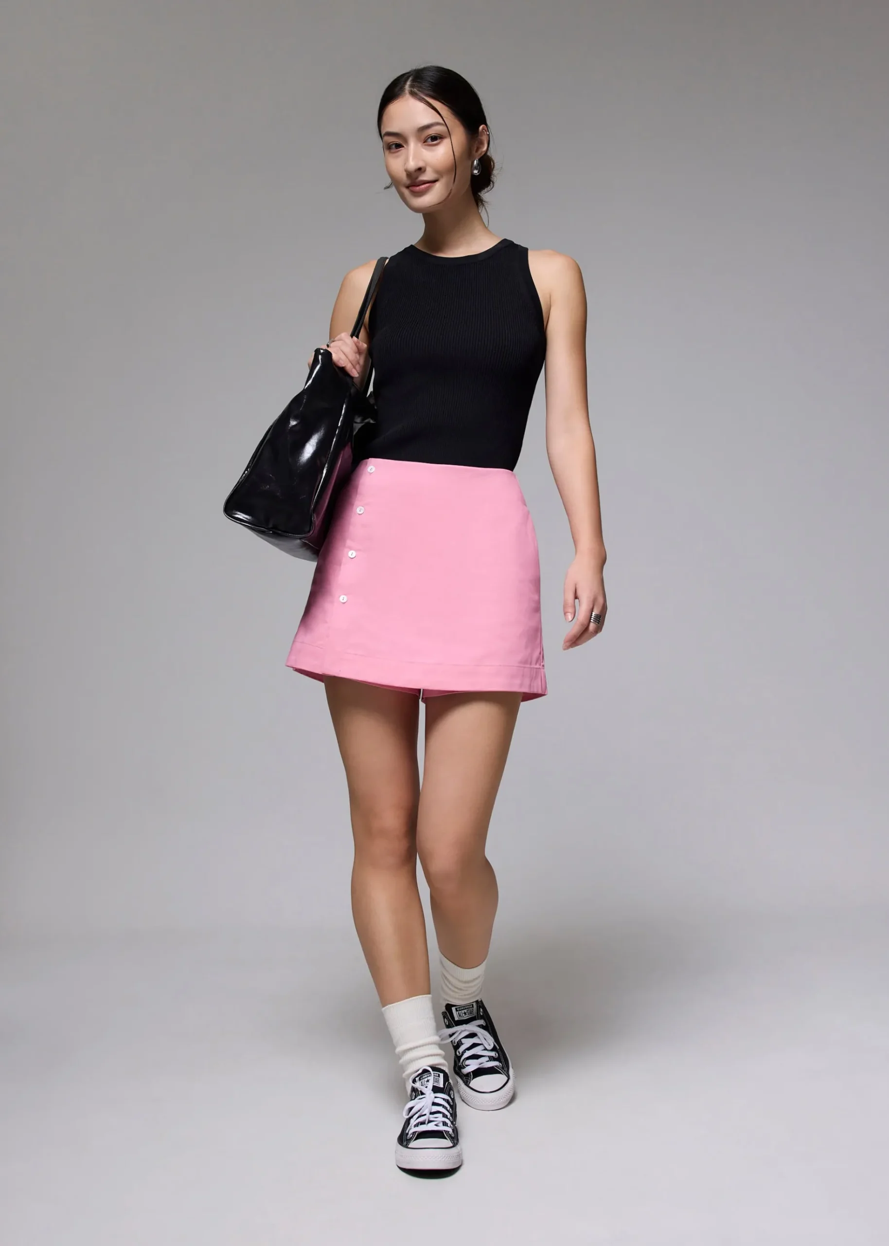 Cotton High Waist A-line Mini Skort
