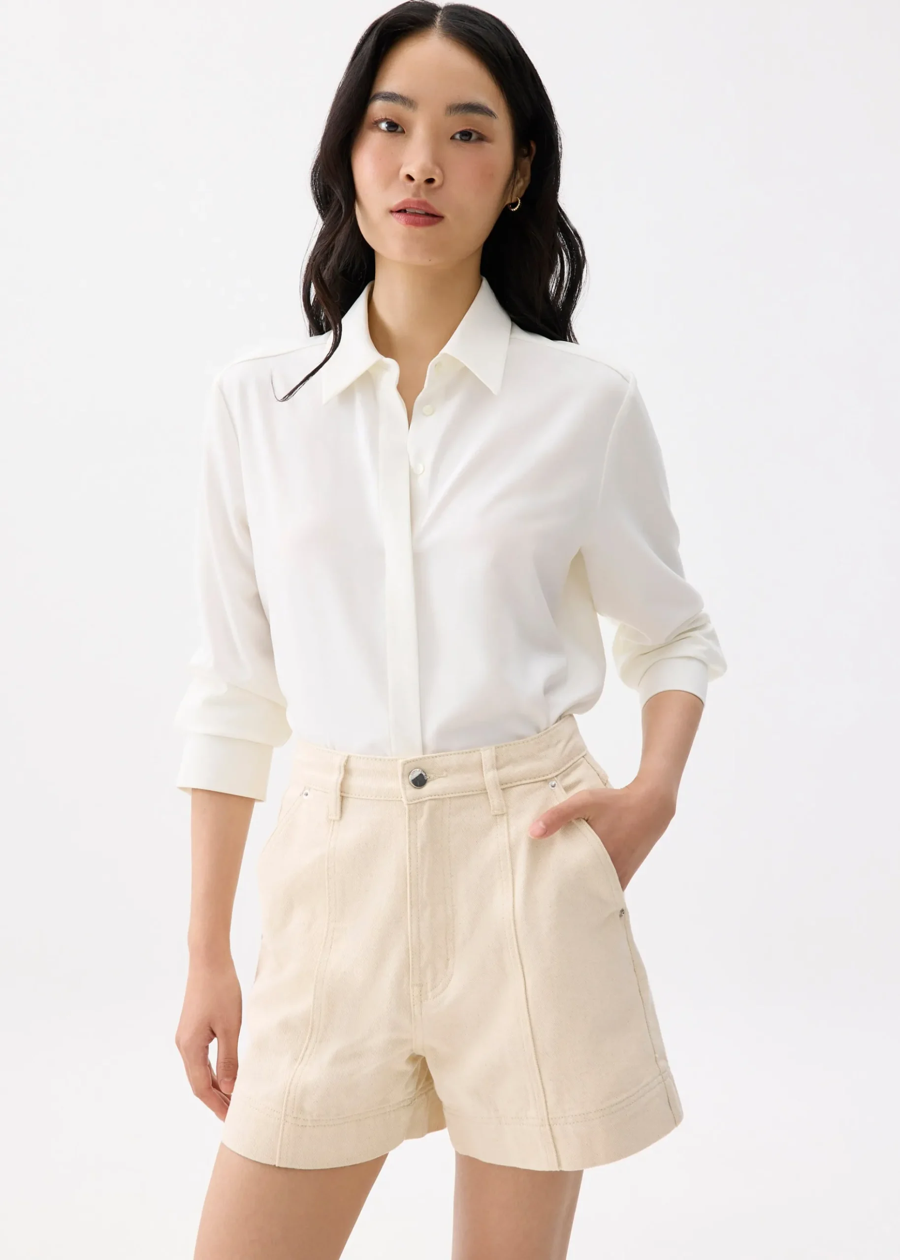Cotton High Waist A-line Shorts