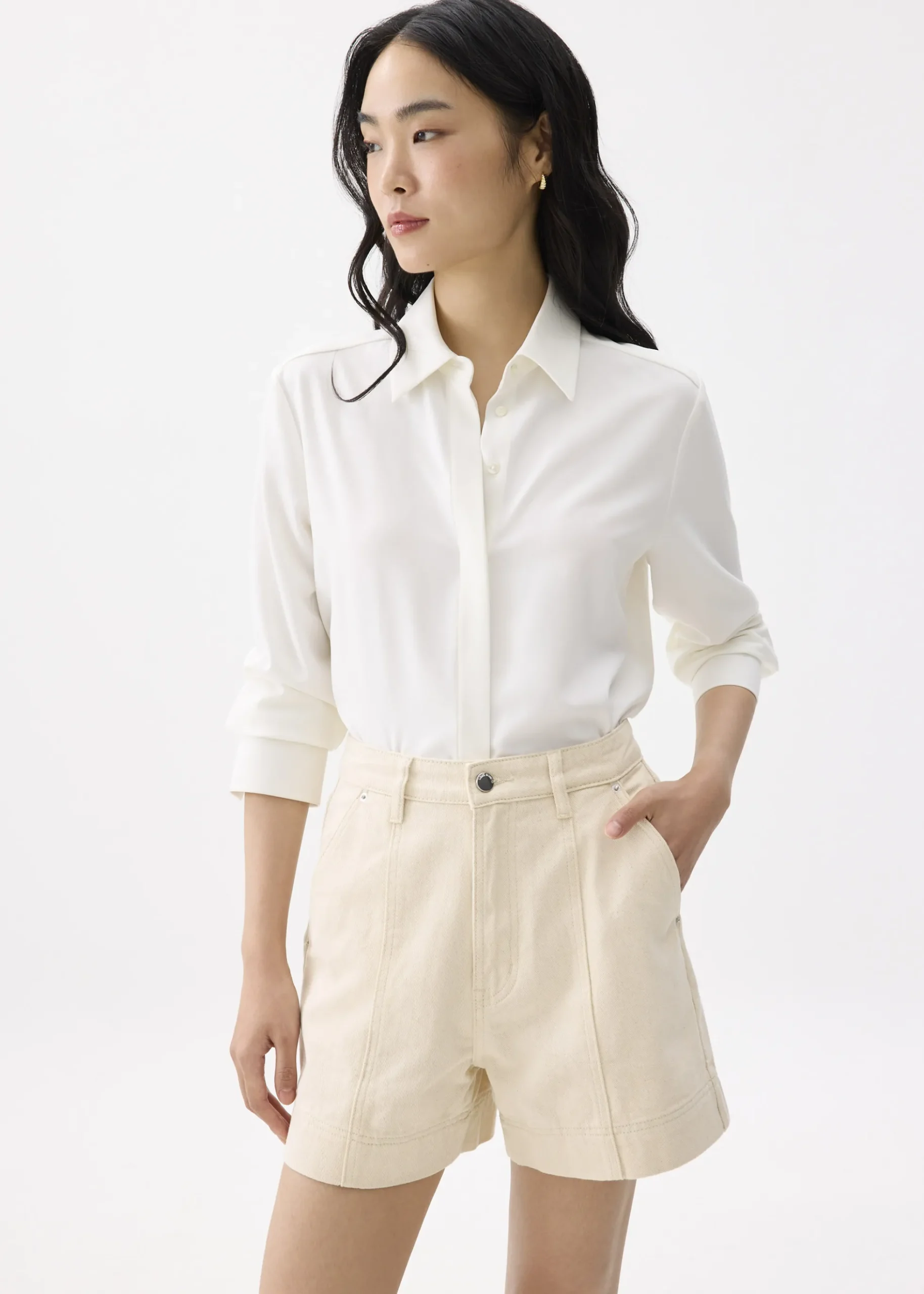 Cotton High Waist A-line Shorts