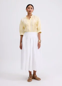 Cotton High Waist Flare Midaxi Skirt