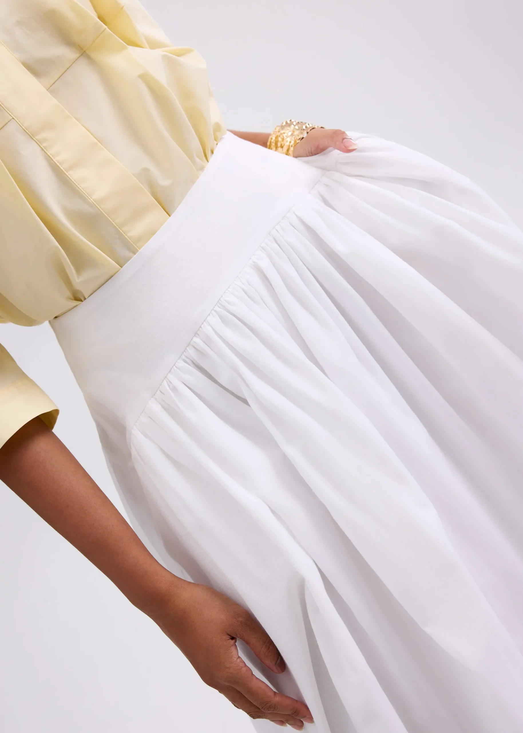 Cotton High Waist Flare Midaxi Skirt