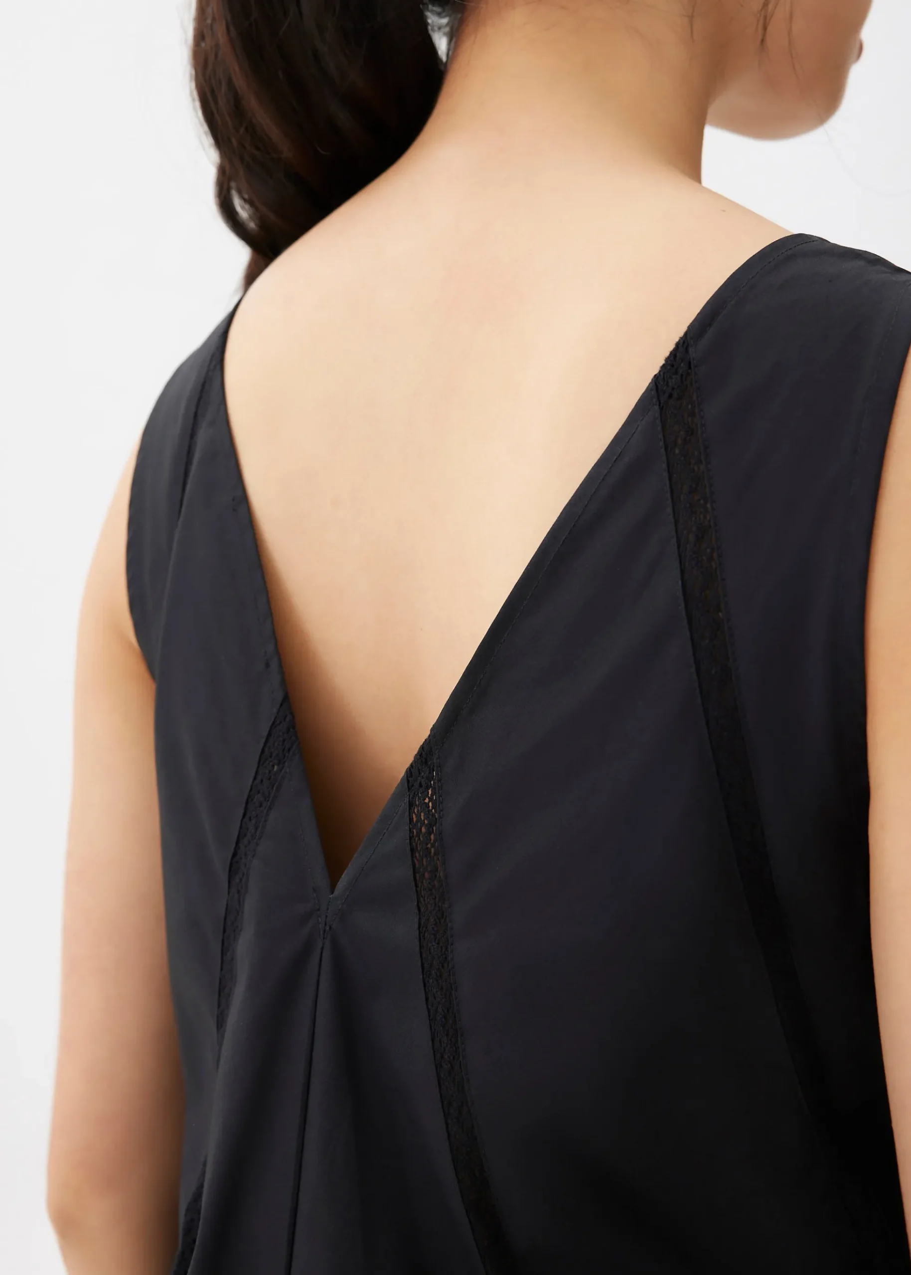 Cotton Lace Trim Trapeze Midaxi Dress