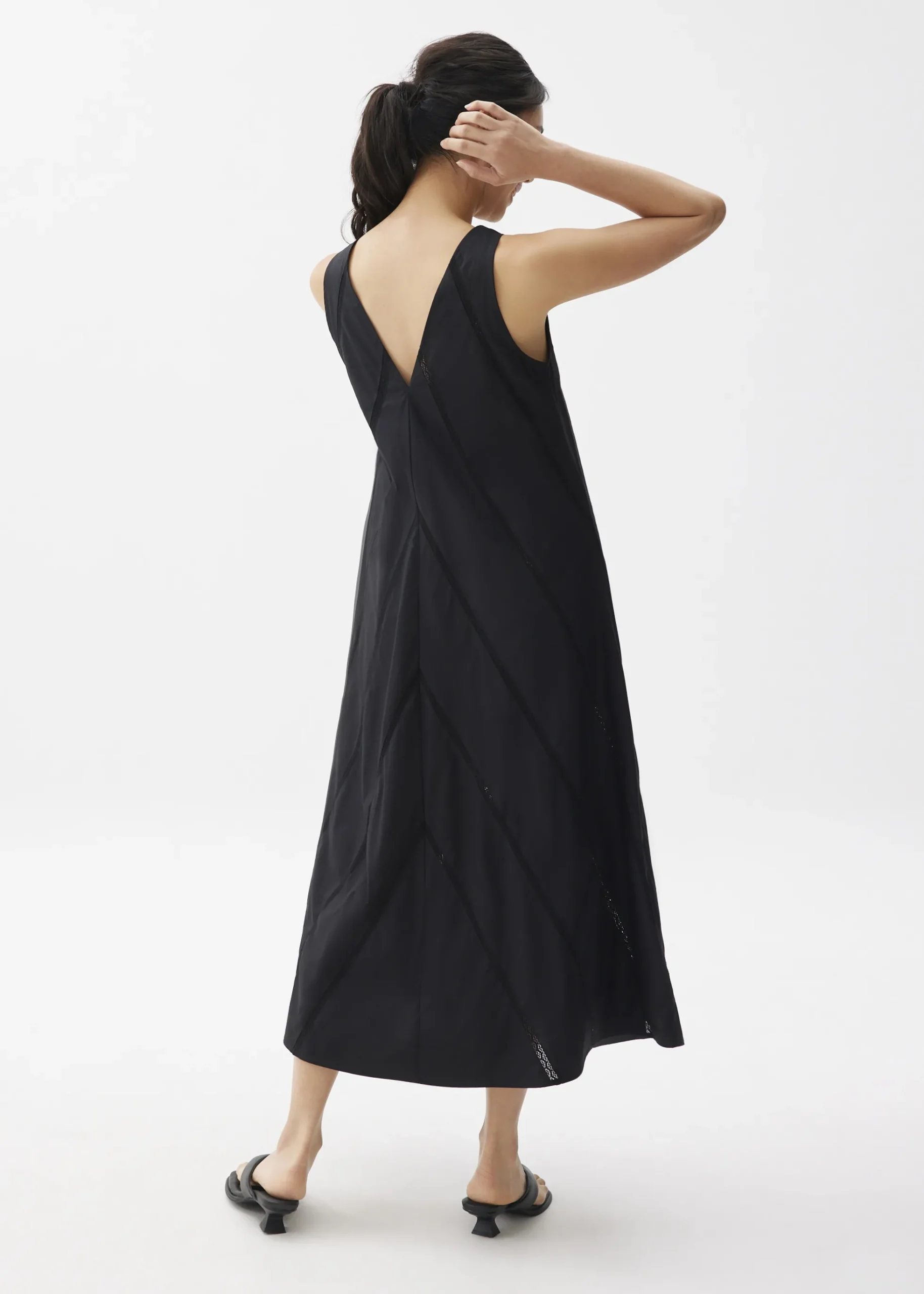 Cotton Lace Trim Trapeze Midaxi Dress
