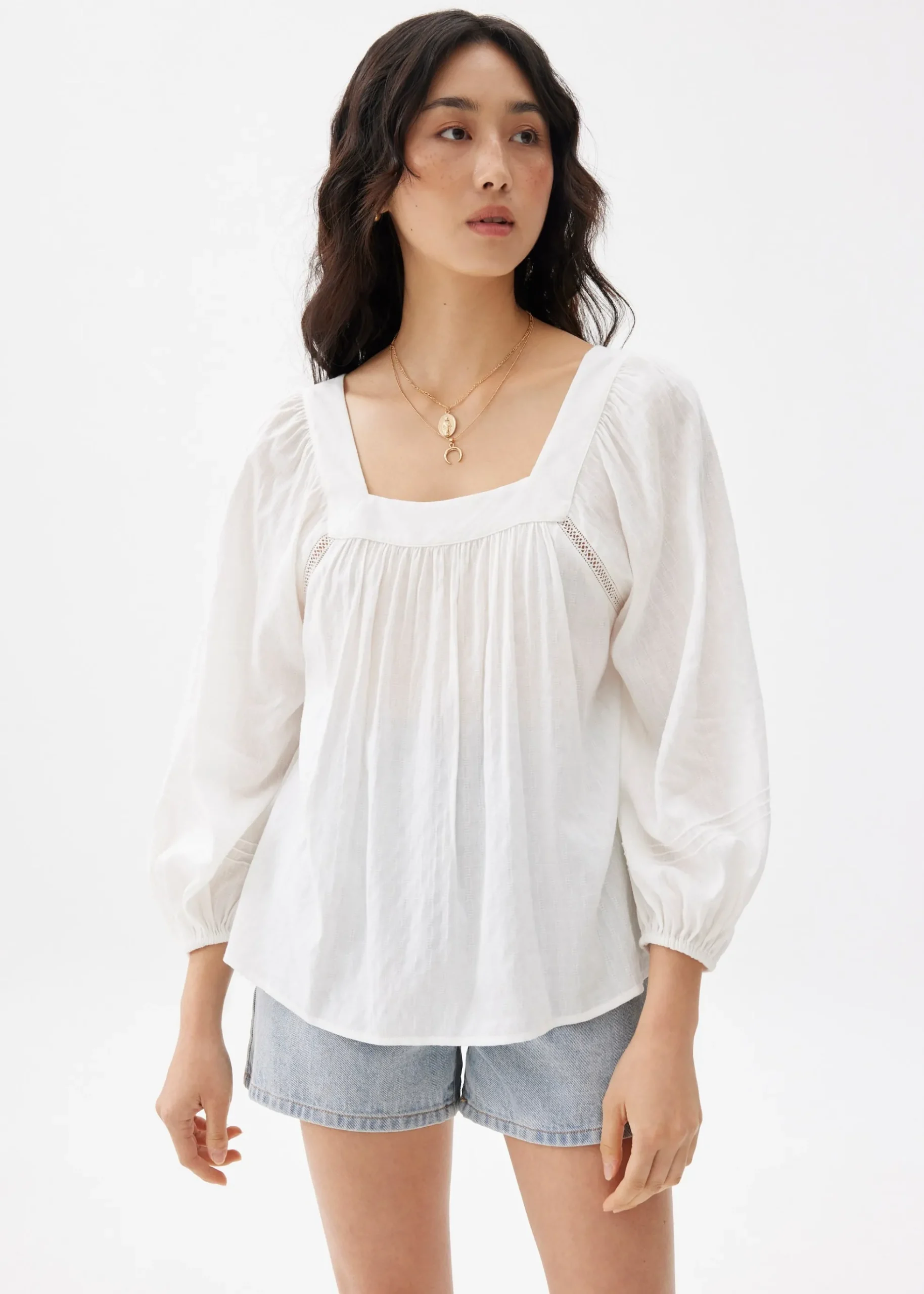 Cotton Ladder Trim Blouse