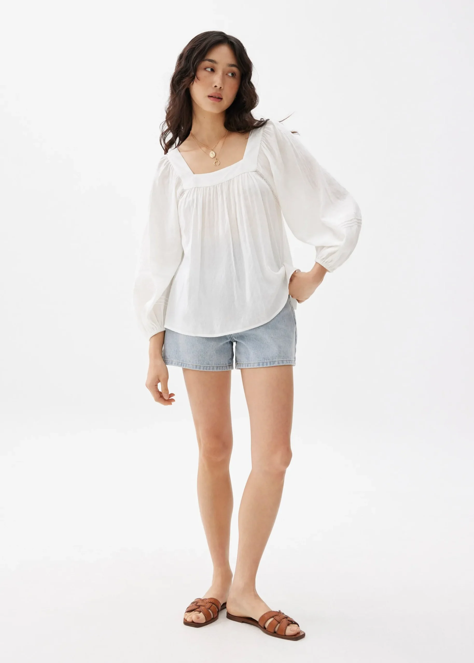 Cotton Ladder Trim Blouse