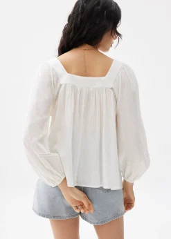 Cotton Ladder Trim Blouse