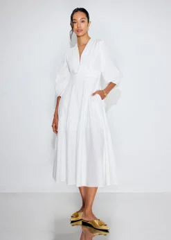Cotton Panelled Fit & Flare Midaxi Dress