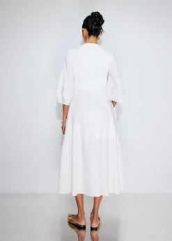 Cotton Panelled Fit & Flare Midaxi Dress