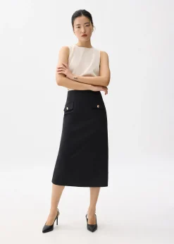 Cotton Pencil Midaxi Skirt