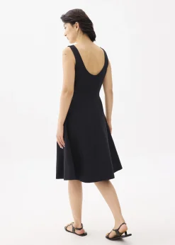 Cotton Scoop Neck Swing Midi Dress