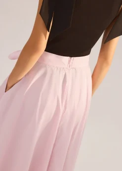 Cotton Side Tie Flare Floor Length Skirt