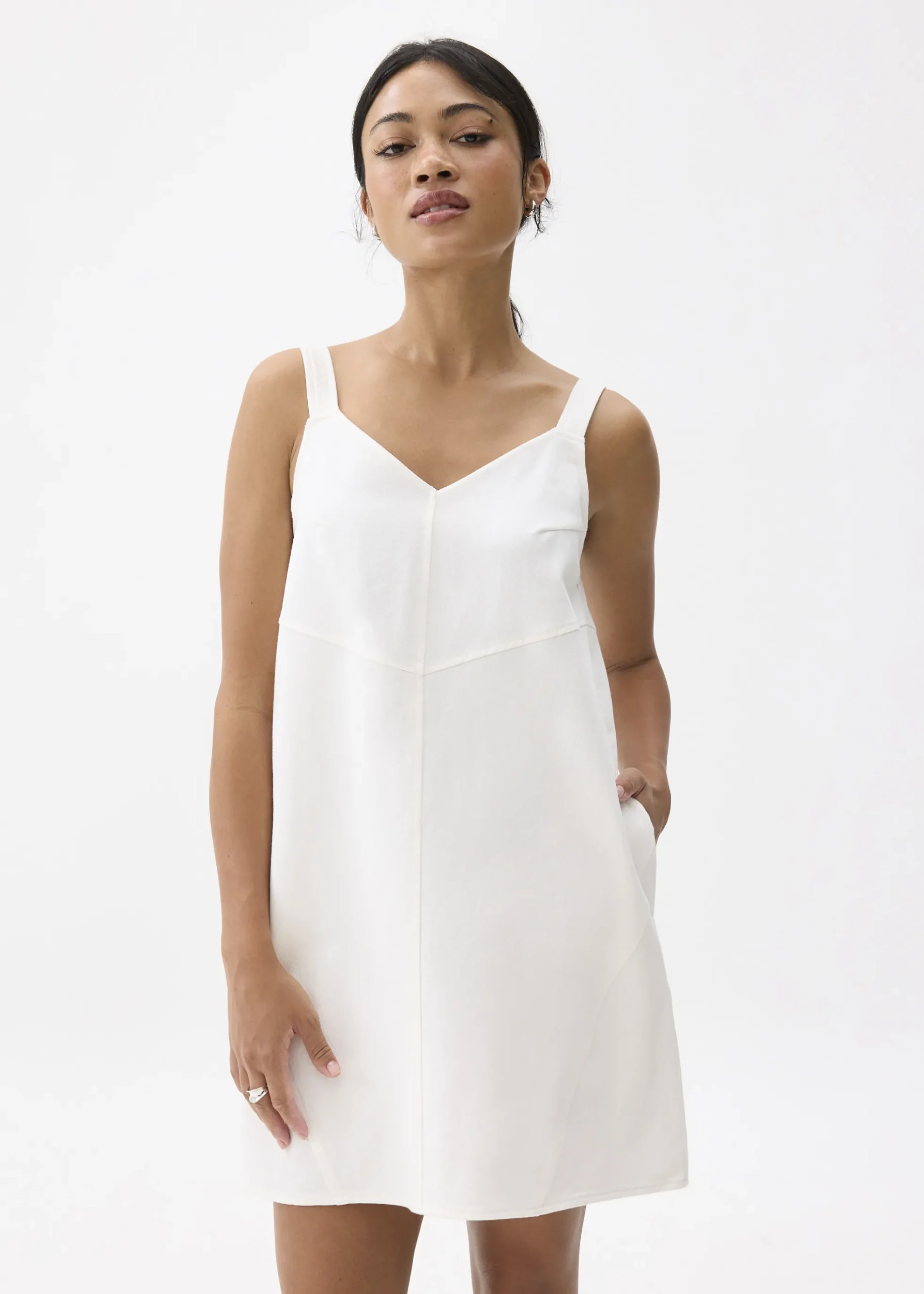 Cotton V-neck Shift Mini Dress